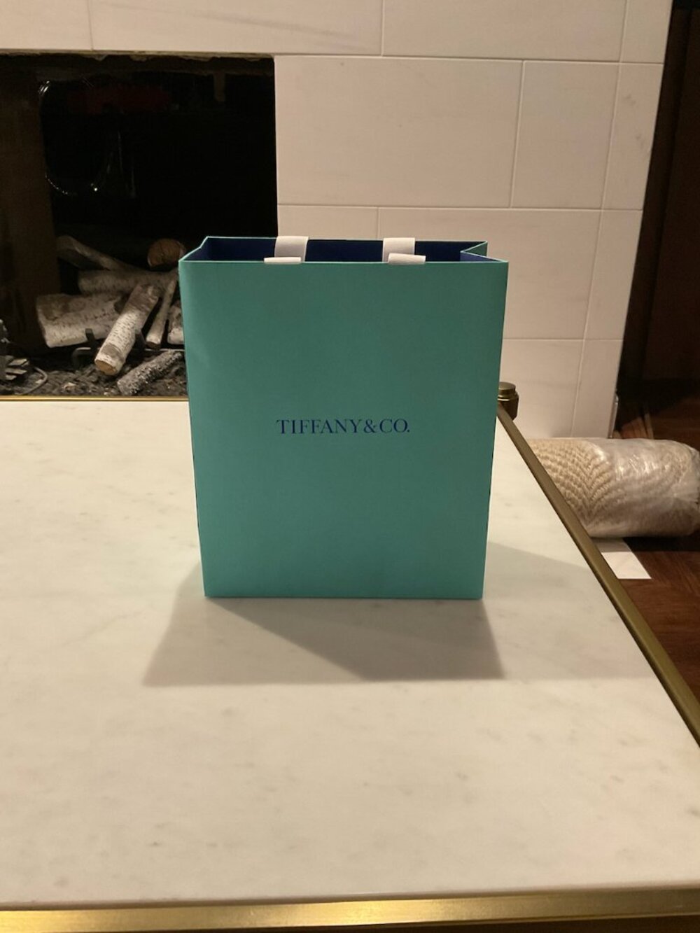 Authentic Tiffany & Co. Empty Paper Shopping Bag Ribbon Handles